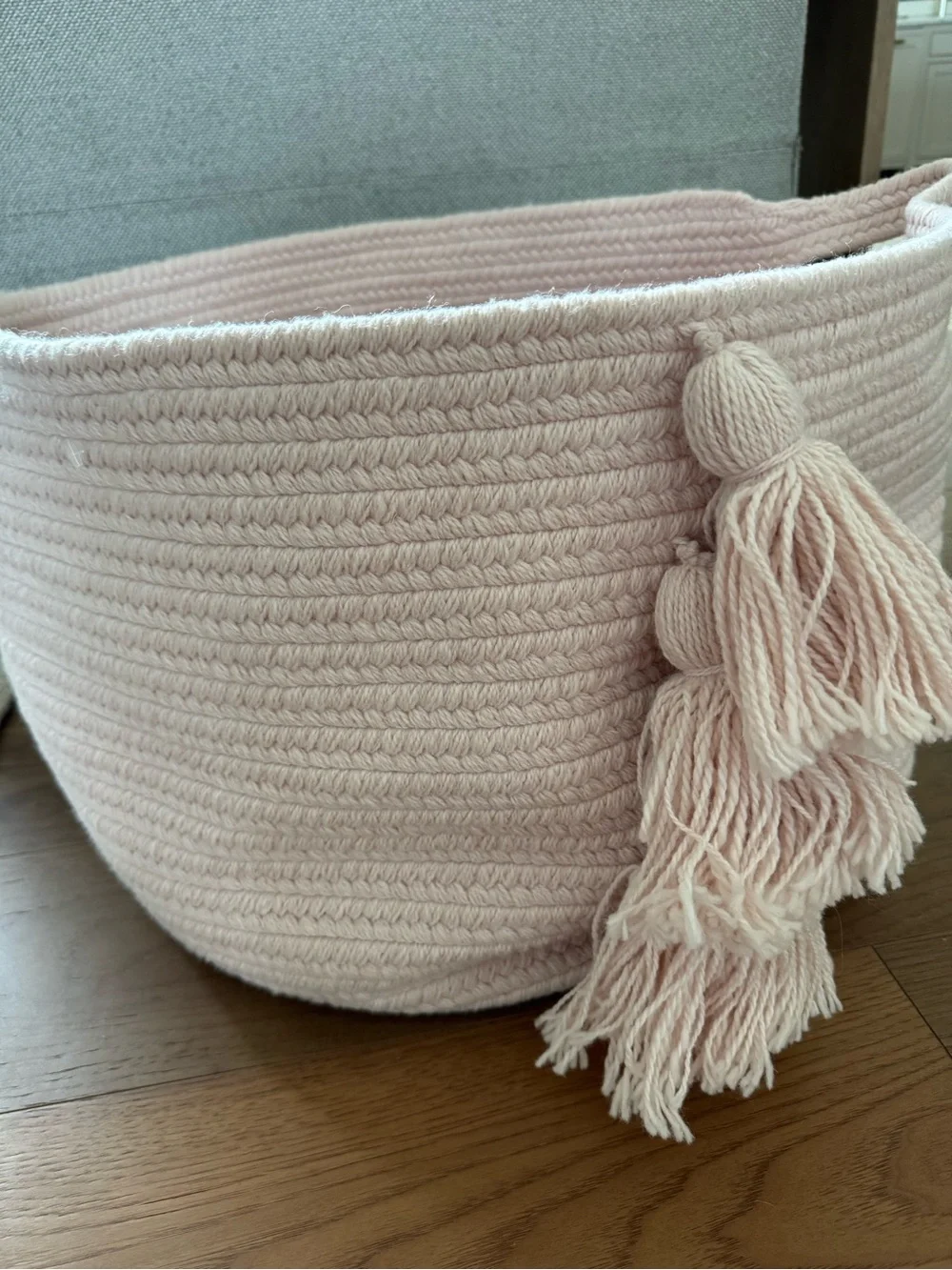 Restoration Hardware Tassel Braided Wool Basket